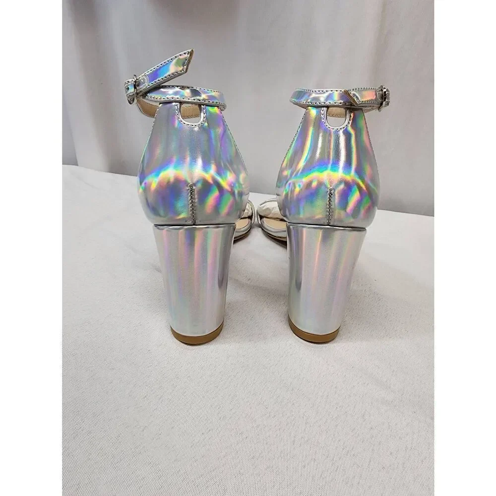 Stuart Weitzman Size 6 Nudist Block 75 Iridescent Ankle-Strap Sandals Block Heel - Picture 6 of 10